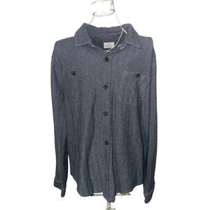 New‎ With Tags Mutual Weave Herringbone Button Up Shirt Mens Size L Long Sleeve